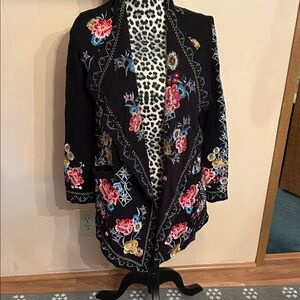 Paparazzi Floral Embroidered Black Cardigan